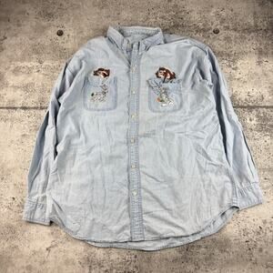 Vintage Looney Tunes Denim Shirt Bugs & Taz size XL